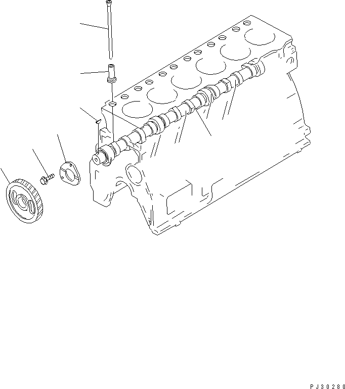 Komatsu parts book diagram for 6D95L-1U S/N 23421-UP: CAMSHAFT AND TAPPET
