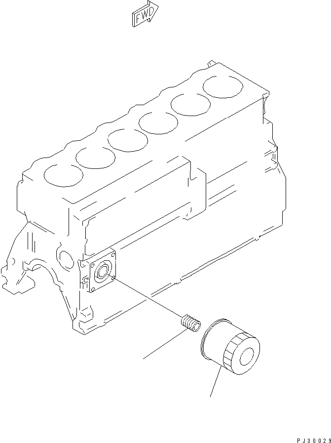Komatsu parts book diagram for 6D95L-1U S/N 23421-UP: LUBRICATING OIL FILTER
