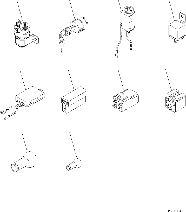 Komatsu parts book diagram for 6D95L-1U S/N 23421-UP: HEATER SWITCH AND HEATER SIGNAL