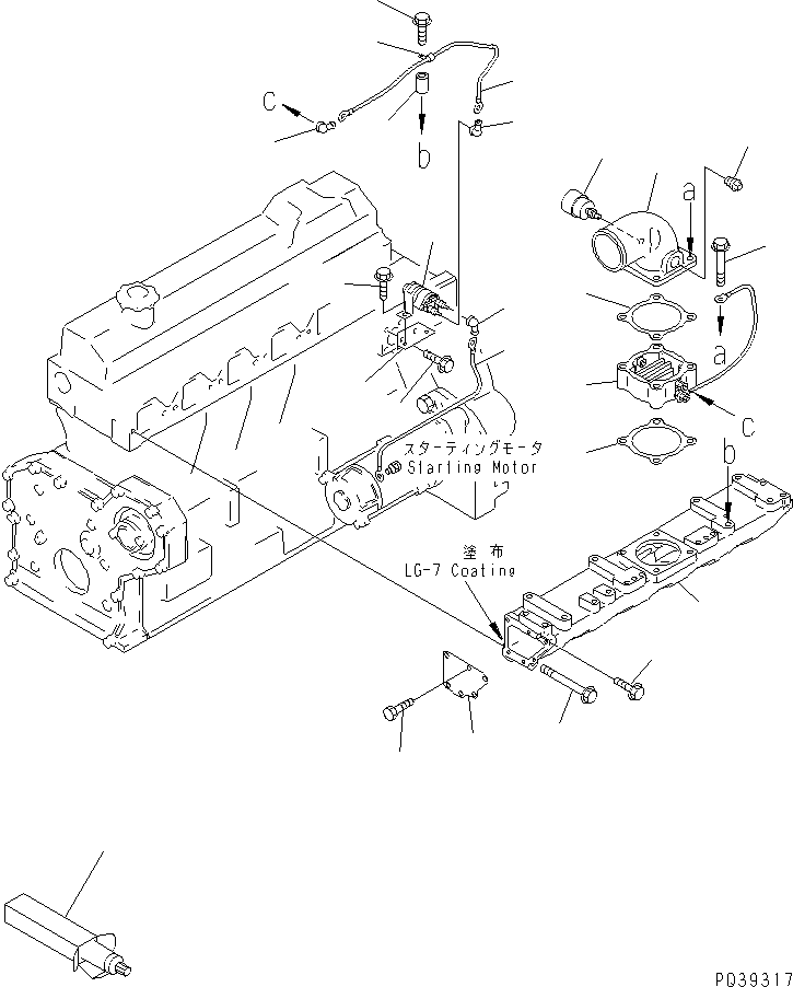 Engines Komatsu / 6D95L-1A S/N 10001-UP(6d95l-ic) / AIR INTAKE MANIFOLD AND CONNECTION (WITH DUST INDICATOR)(#71700-)(030070 : 0132)