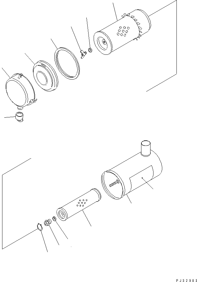 Engines Komatsu / 6D95L-1A S/N 10001-UP(6d95l-ic) / AIR CLEANER (DOUBLE ELEMENT TYPE)(#10001-20188)(030080 : 0141)