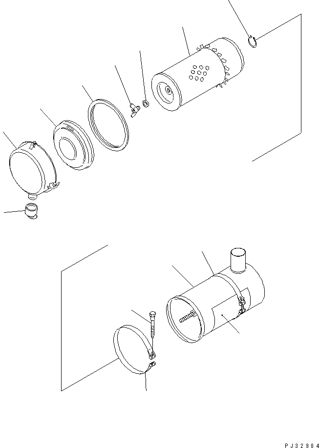 Engines Komatsu / 6D95L-1A S/N 10001-UP(6d95l-ic) / AIR CLEANER (SINGLE ELEMENT TYPE)(#20189-)(030090 : 0141A)