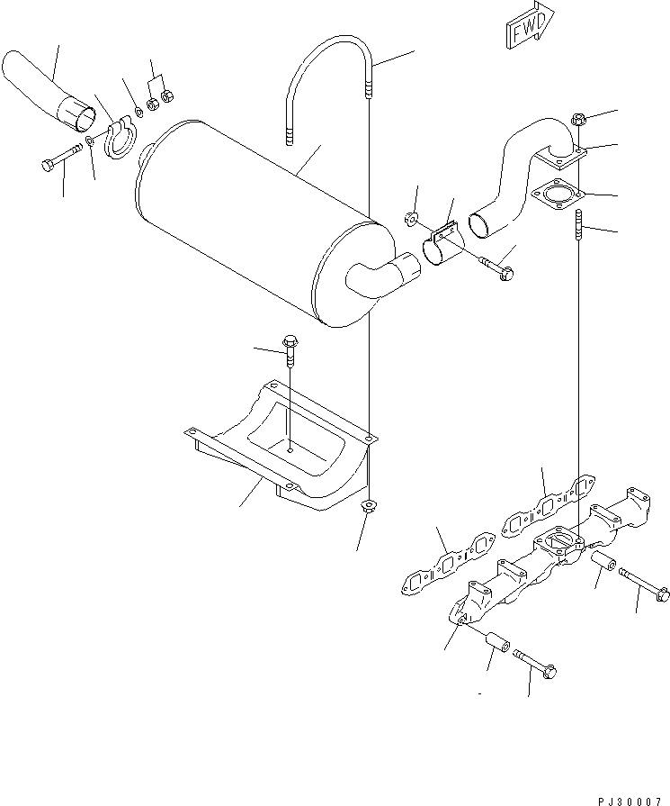 Engines Komatsu / 6D95L-1A S/N 10001-UP(6d95l-ic) / EXHAUST MANIFOLD AND MUFFLER(#10001-21726)(030110 : 0151)
