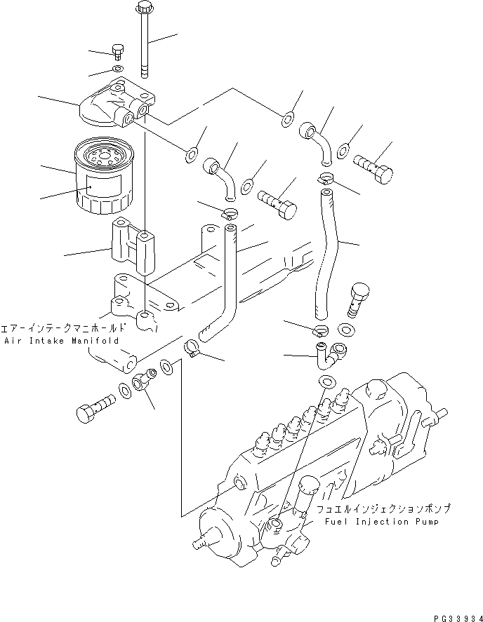 Engines Komatsu / 6D95L-1W S/N 21473-UP(6d95l-lr) / FUEL FILTER AND PIPING(#24192-)(120030 : 0411A)