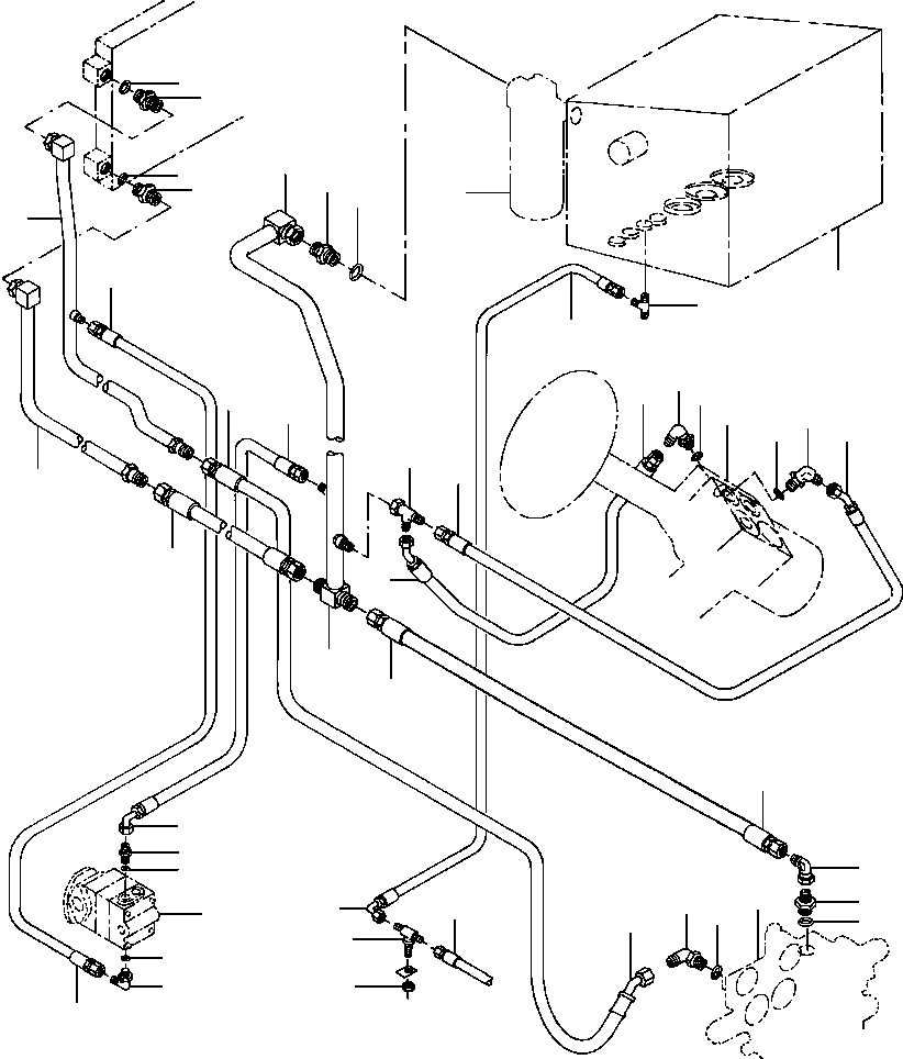 Rollers DRESSTA / 784, D784, PD784 S/N 452000-Up(784) / BASIC HYDRAULICS OIL COOLER & RETURN LINES(10-006 : 10-006)