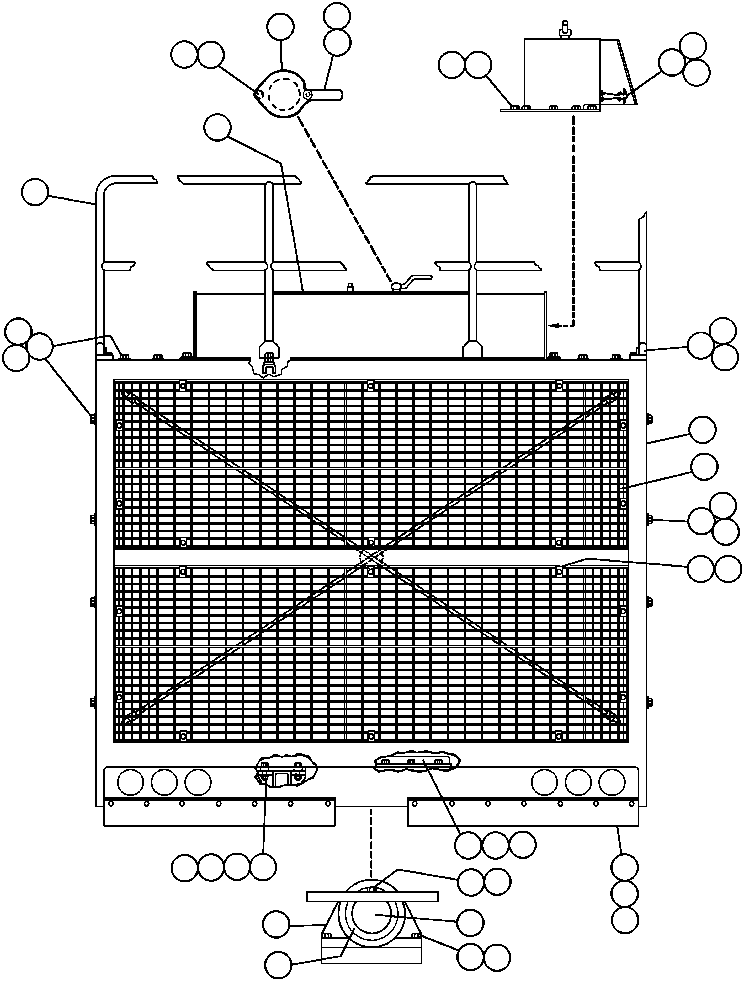 Komatsu parts book diagram for AFE32-BA 830E                 ARCH MINERAL: GRILLE & HOOD