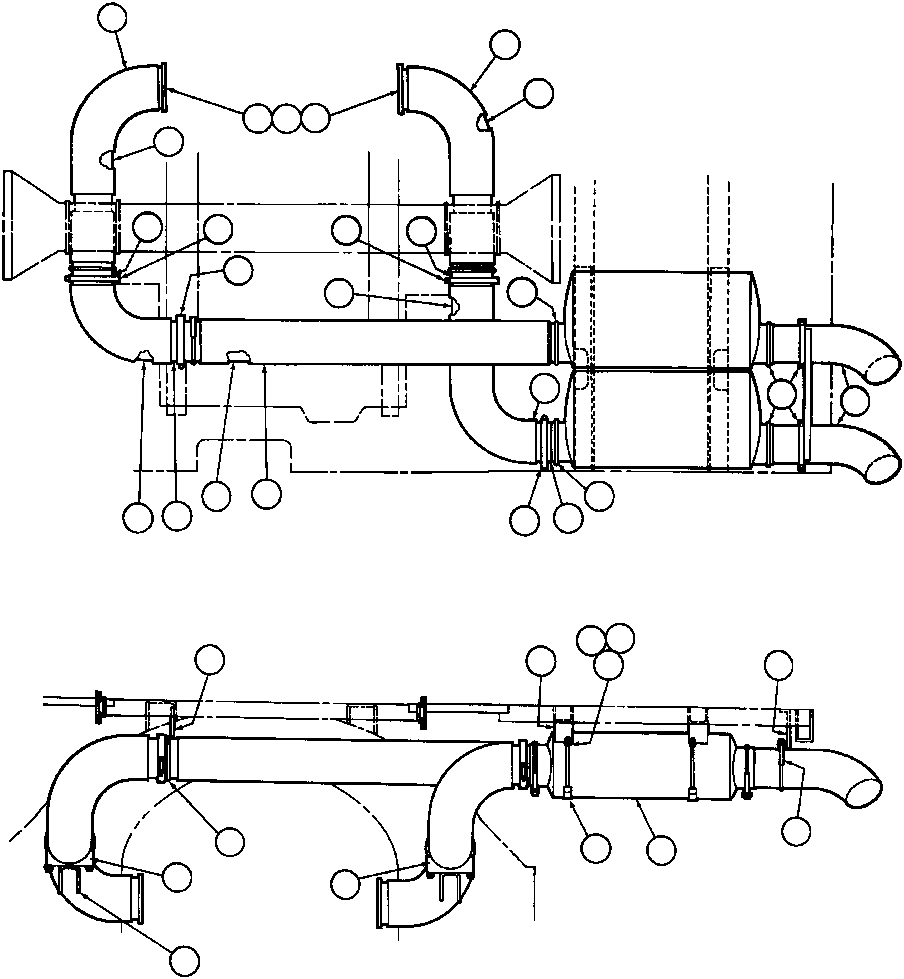 Komatsu parts book diagram for AFE32-BA 830E                 ARCH MINERAL: ENGINE EXHAUST PIPING