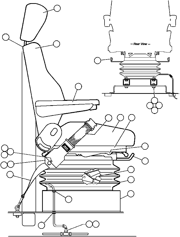 Komatsu parts book diagram for AFE32-BA 830E                 ARCH MINERAL: OPERATOR'S SEAT INSTL