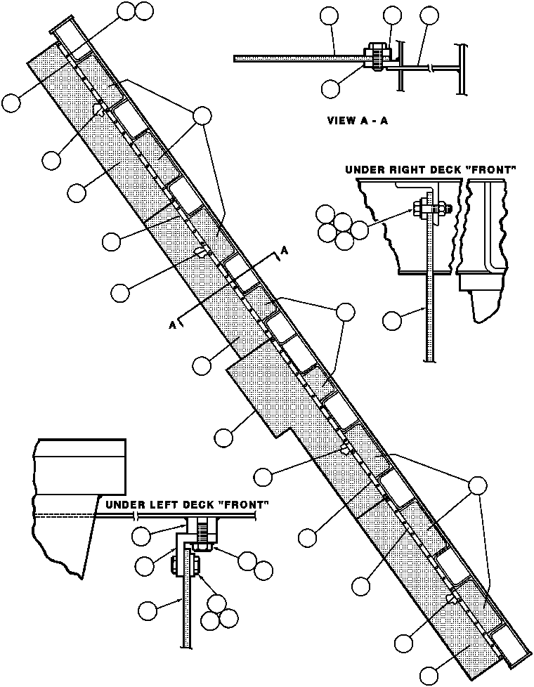 Komatsu parts book diagram for AFE32-BA 830E                 ARCH MINERAL: FRONT MUDFLAP INSTALLATION