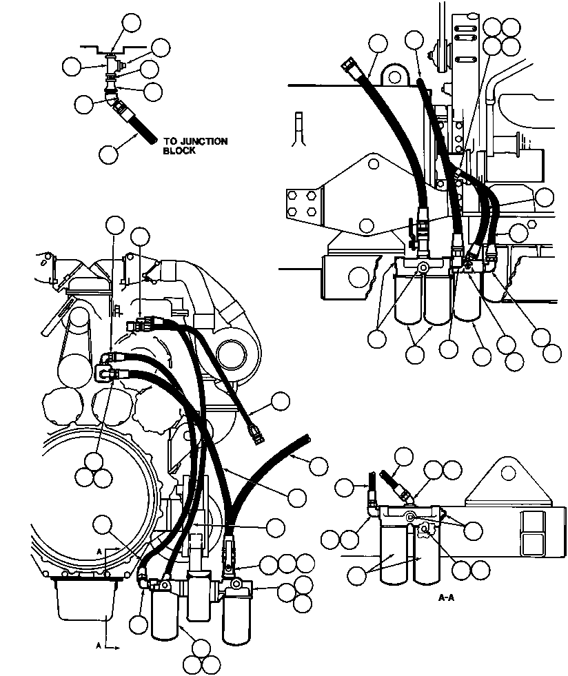 Komatsu parts book diagram for AFE32-BA 830E                 ARCH MINERAL: ENGINE FUEL PIPING