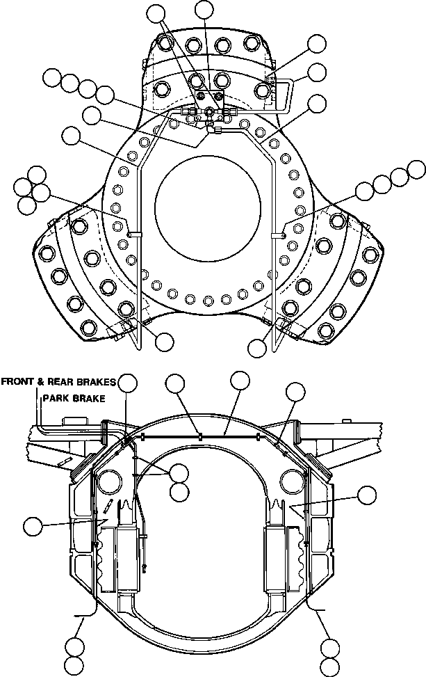 Dump Trucks Komatsu / AFE32-BE 830E S/N 32019 & 32123-32129 SUNCOR(AFE32-BE) / FRONT BRAKE PIPING(068 : 40574)