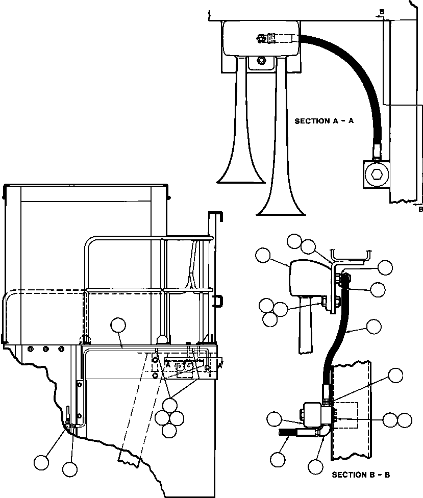 Dump Trucks Komatsu / AFE32-BE 830E S/N 32019 & 32123-32129 SUNCOR(AFE32-BE) / HORN INSTALLATION(314 : 40614)