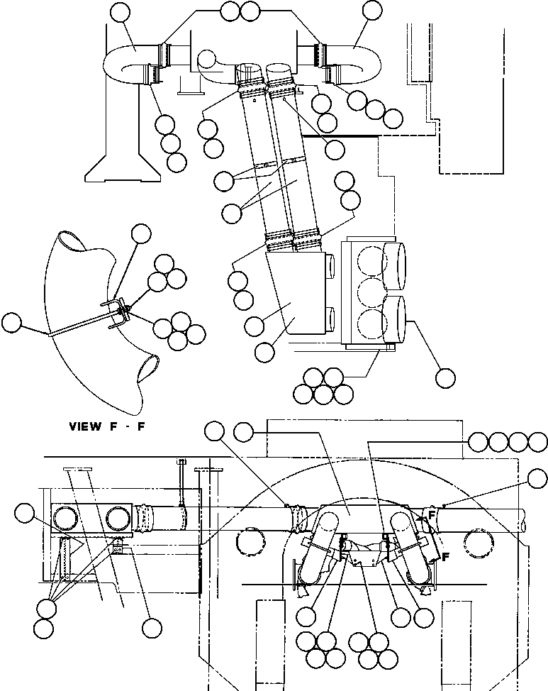 Dump Trucks Komatsu / AFE32-BF 830E S/N 32096 - 32102 & 32135 - 32139     ESCONDIDA(AFE32-BF) / AIR CLEANER PIPING - 1(036 : 40510)