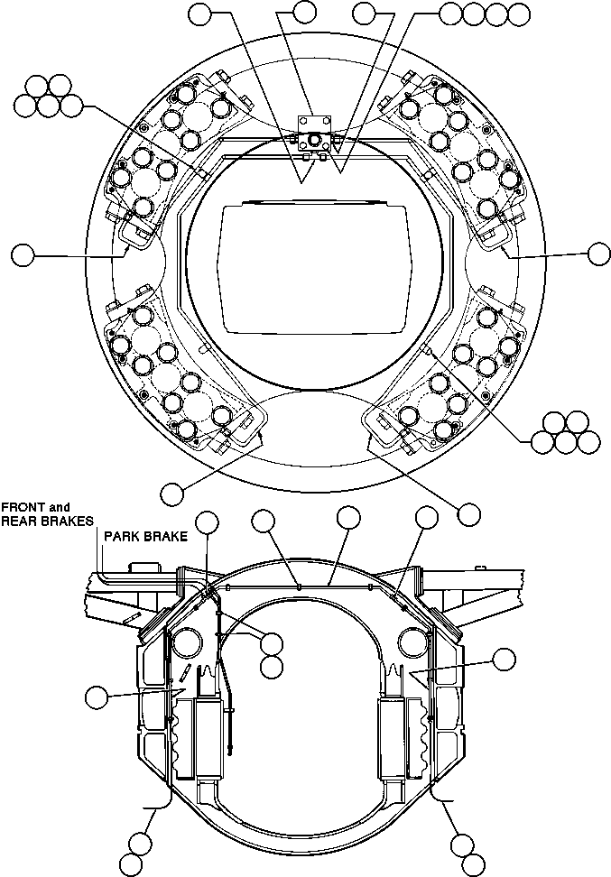 Dump Trucks Komatsu / AFE32-BF 830E S/N 32096 - 32102 & 32135 - 32139     ESCONDIDA(AFE32-BF) / FRONT BRAKE PIPING(064 : 40491)