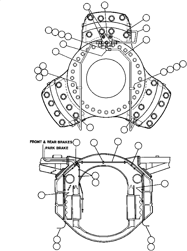 Dump Trucks Komatsu / AFE32-CD 830E                  ELKVIEW(AFE32-CD) / FRONT BRAKE PIPING(066 : 40574)