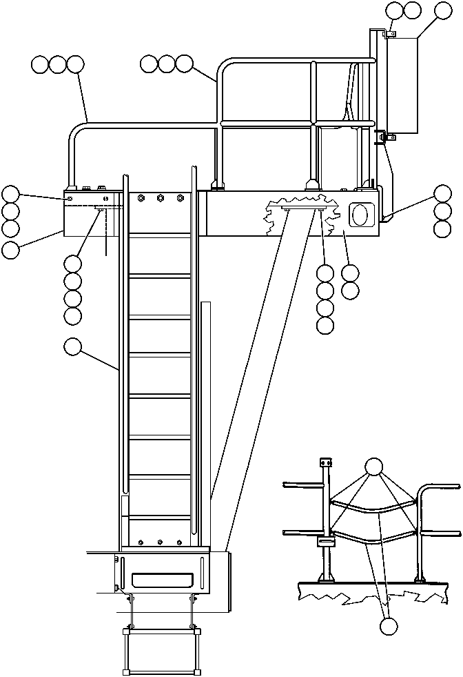 Dump Trucks Komatsu / AFE32-DG 830E                GREENHILLS(AFE32-DG) / LEFT DECK, HANDRAILS & LADDER(014 : 41115)