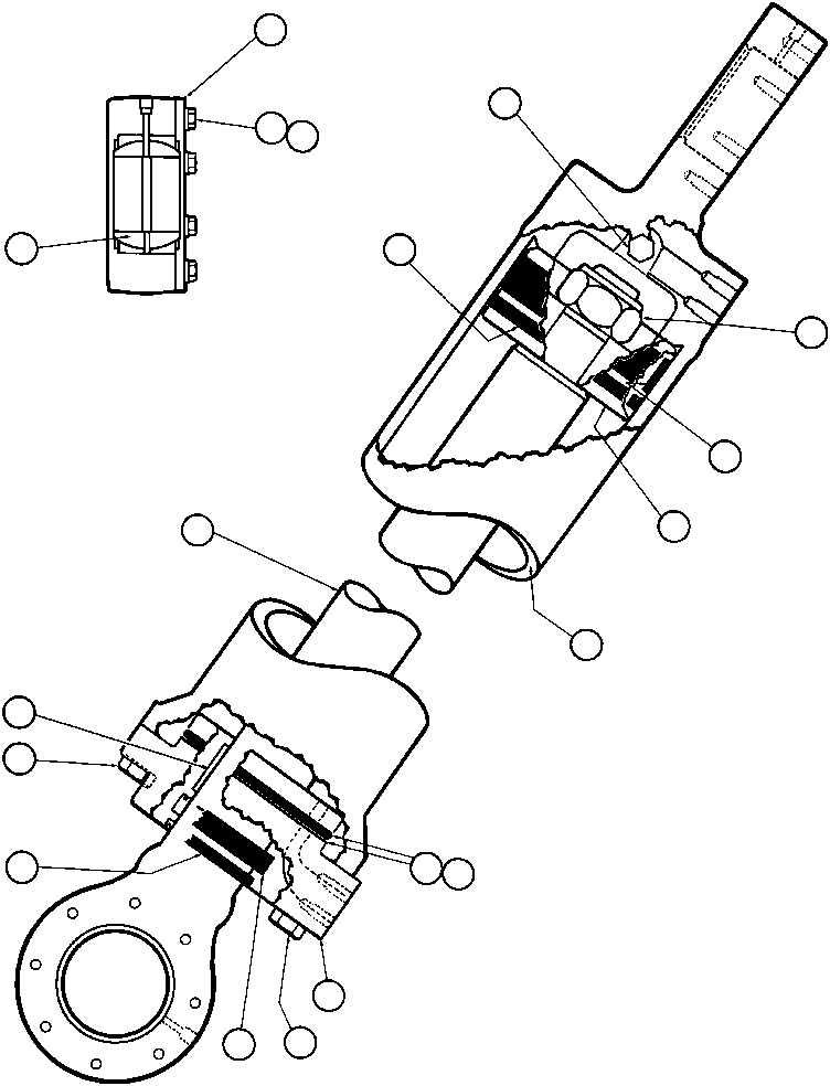 Komatsu parts book diagram for AFE32-ED 830E                 COLLAHUASI: STEERING CYLINDER ASSM (EC4587)