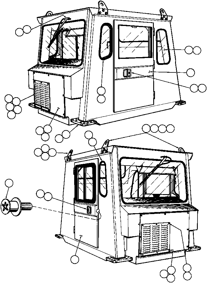Komatsu parts book diagram for AFE32-ED 830E                 COLLAHUASI: CAB ASSM - 1 (EF7079)