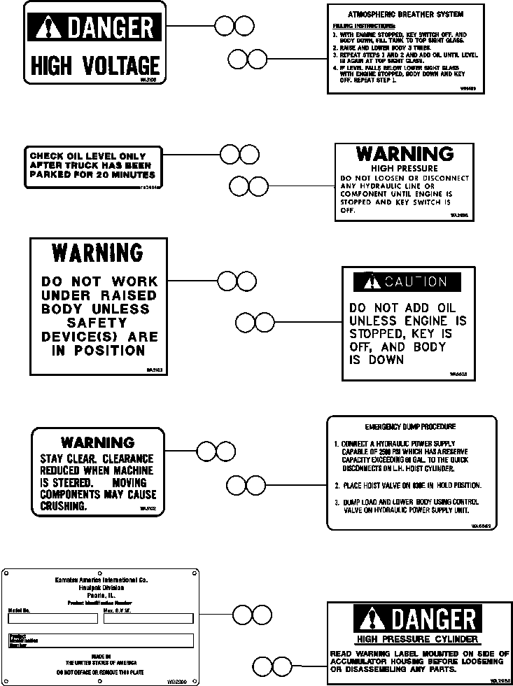 Komatsu parts book diagram for AFE32-EZ 830E                 COLLAHUASI: DECAL & WARNINGS (SPANISH)