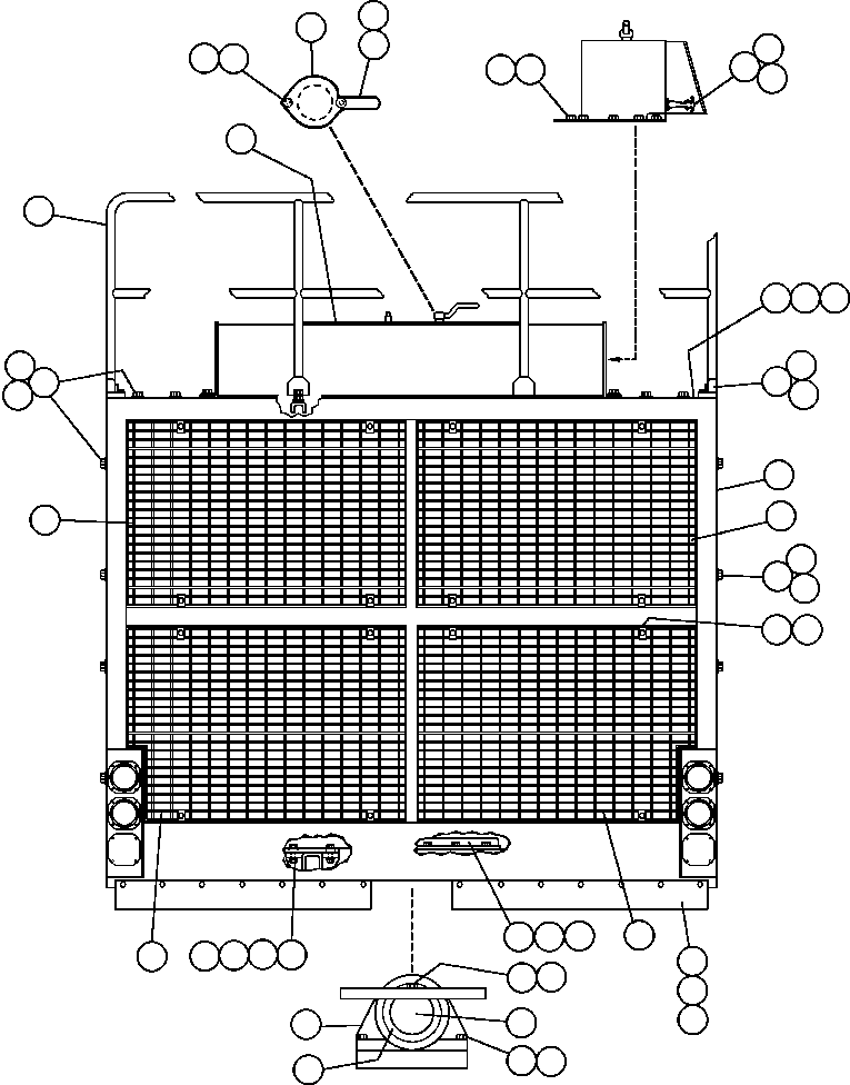 Komatsu parts book diagram for AFE32-EZ 830E                 COLLAHUASI: GRILLE & HOOD