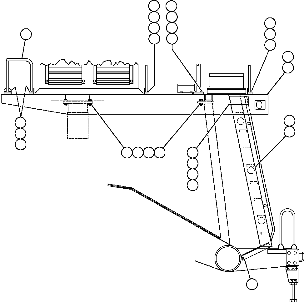 Komatsu parts book diagram for AFE32-EZ 830E                 COLLAHUASI: RIGHT DECK, HANDRAIL & DECK