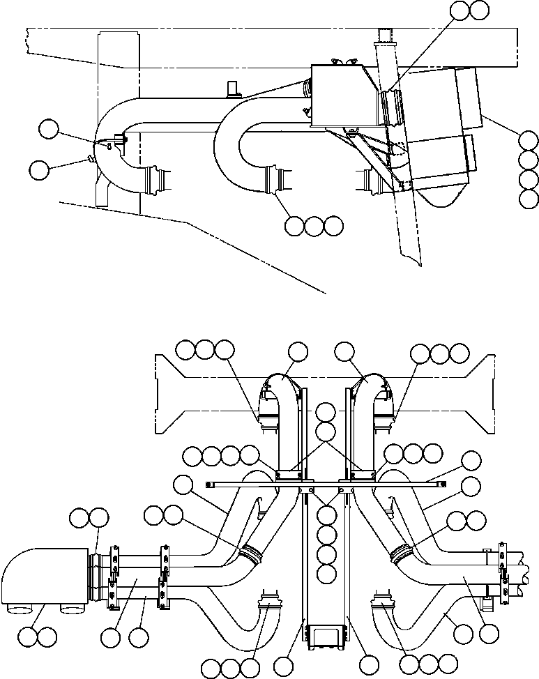 Komatsu parts book diagram for AFE32-EZ 830E                 COLLAHUASI: AIR CLEANER PIPING - 2