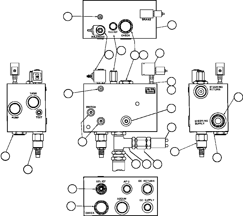 Komatsu parts book diagram for AFE32-EZ 830E                 COLLAHUASI: BLEEDDOWN MANIFOLD VALVE ASSM (PB6923)