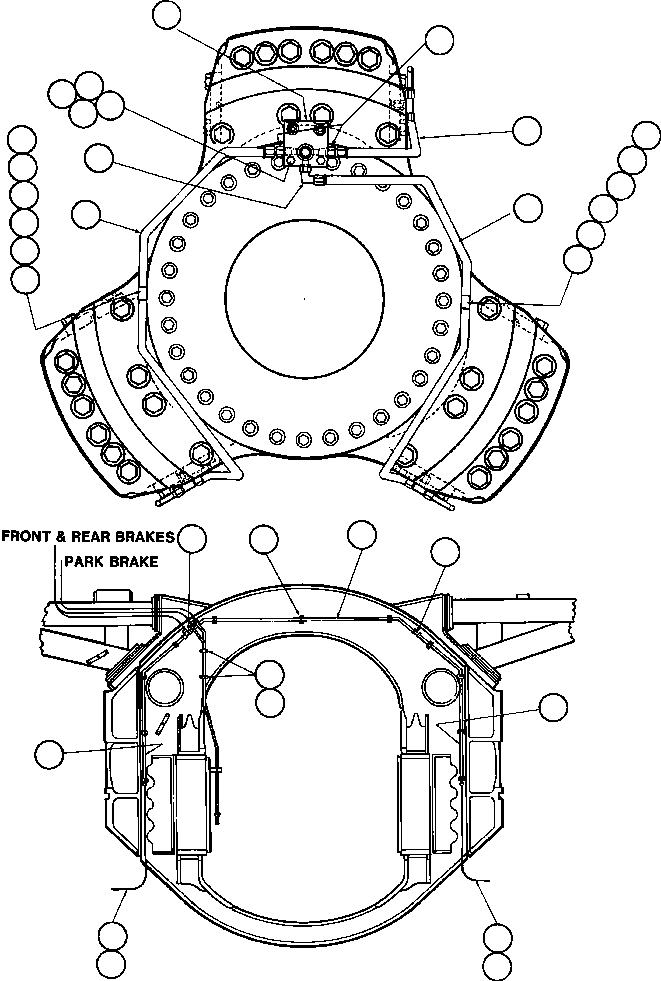 Komatsu parts book diagram for AFE32-FA 830E                 COLLAHUASI: FRONT BRAKE PIPING
