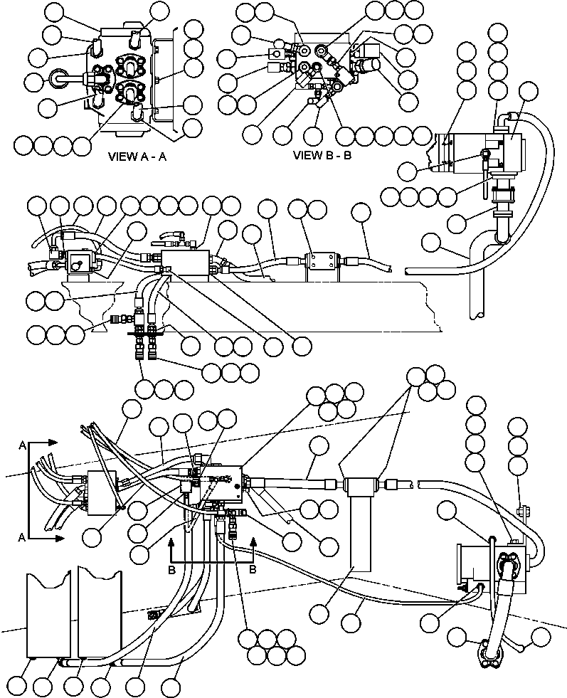 Komatsu parts book diagram for AFE32-FA 830E                 COLLAHUASI: STEERING SYSTEM PIPING - 1