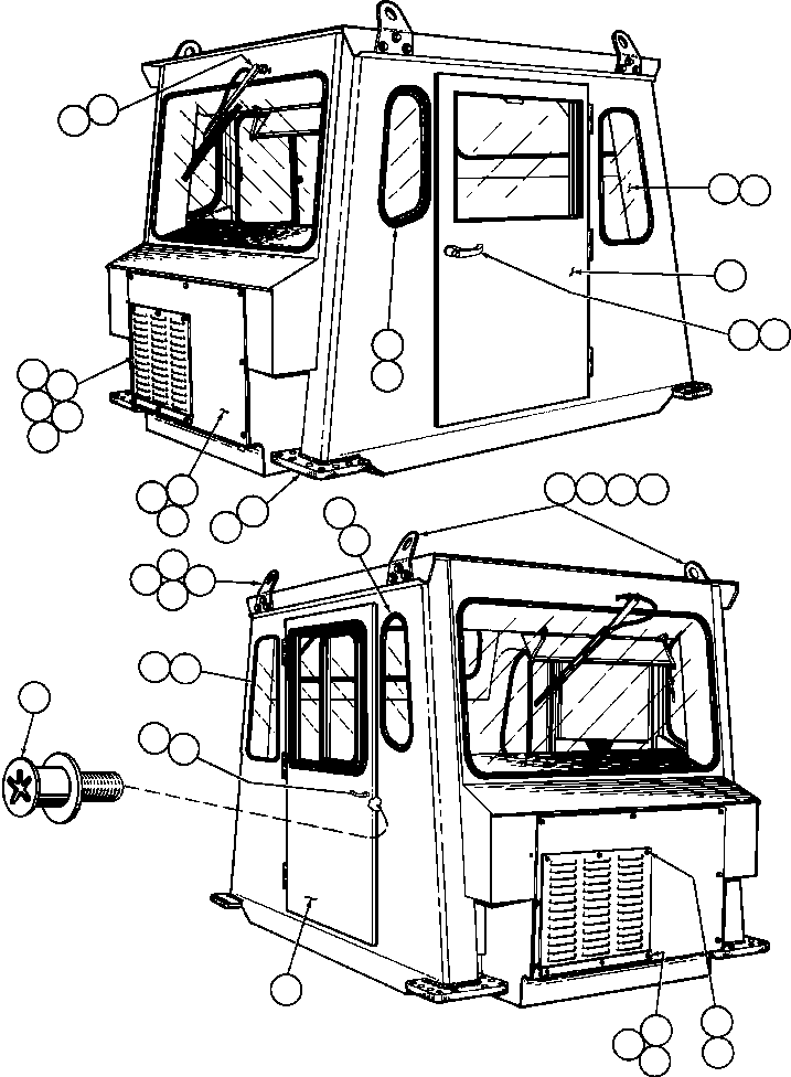 Komatsu parts book diagram for AFE32-FA 830E                 COLLAHUASI: CAB ASSEMBLY - 1 (SM5193)