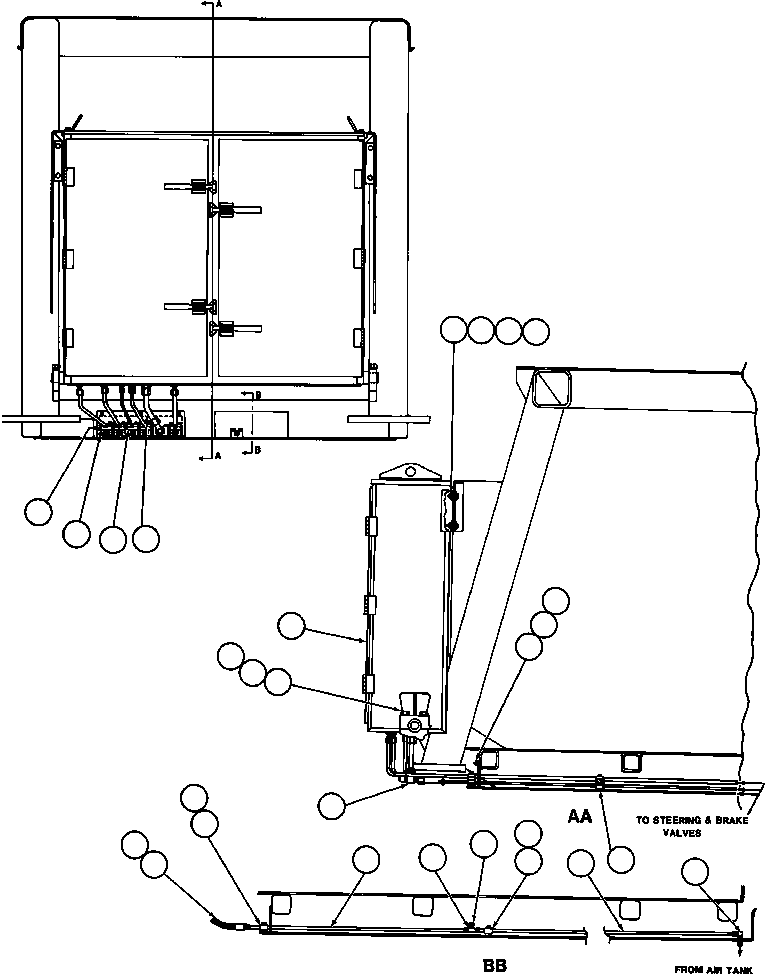 Komatsu parts book diagram for AFE32-FA 830E                 COLLAHUASI: BRAKE CABINET/CAB PIPING