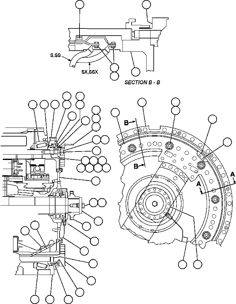 Komatsu parts book diagram for AFE32-FA 830E                 COLLAHUASI: MOTORIZED WHEEL - 787FS11 - 3