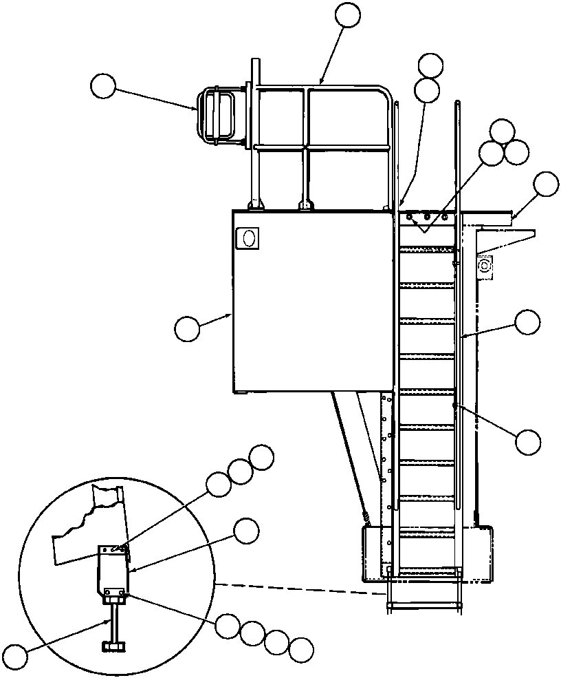 Komatsu parts book diagram for AFE32-Y 830E S/N 31588,31589,31631,31632: RIGHT DECK, HANDRAILS & LADDER