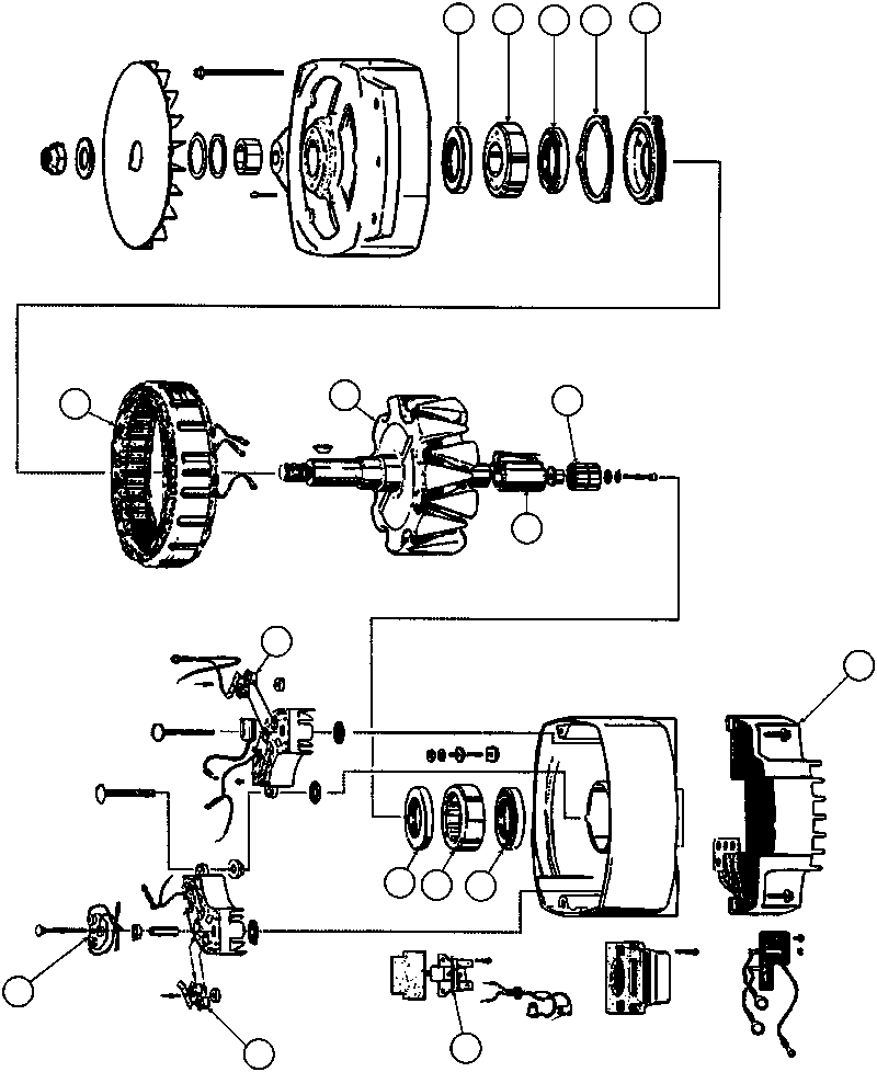 Komatsu parts book diagram for AFE32-Y 830E S/N 31588,31589,31631,31632: BATTERY CHARGING ALTERNATOR (PB6876)