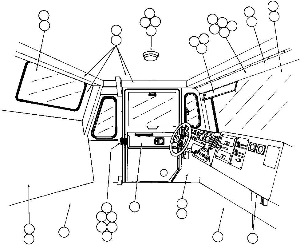 Komatsu parts book diagram for AFE32-Y 830E S/N 31588,31589,31631,31632: CAB ASSM - 2 (PB7907)