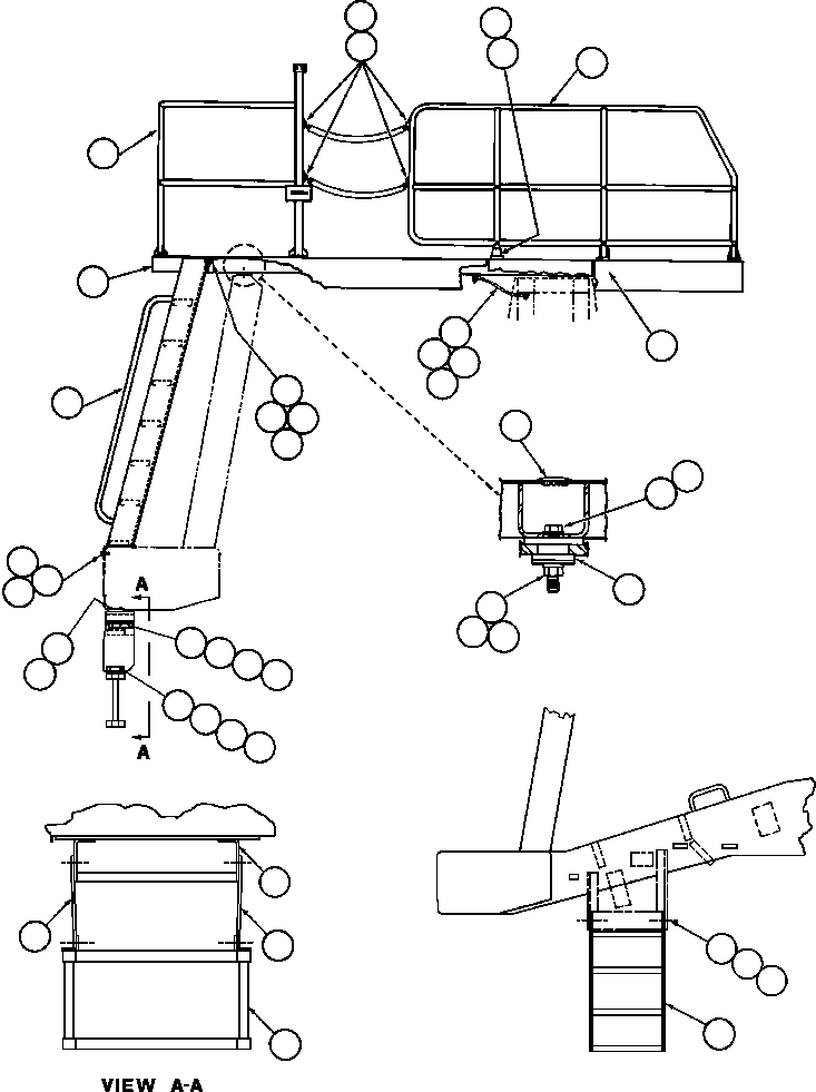 Komatsu parts book diagram for AFE42-GA 630E GLIDER KIT - AK5157 S/N GAE2209 & UP      MAGNUM HOBET: LEFT DECK, LADDER & STEP