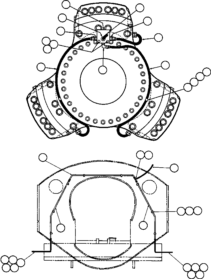 Komatsu parts book diagram for AFE42-GA 630E GLIDER KIT - AK5157 S/N GAE2209 & UP      MAGNUM HOBET: FRONT BRAKE PIPING