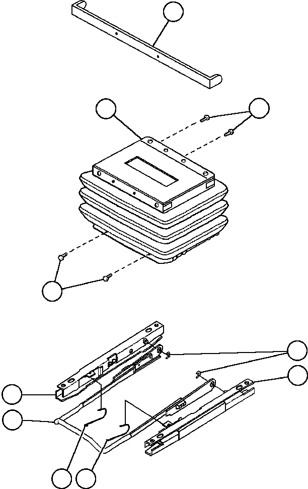 Komatsu parts book diagram for AFE42-GA 630E GLIDER KIT - AK5157 S/N GAE2209 & UP      MAGNUM HOBET: DRIVER SEAT ASSEMBLY - 1 (PB8742)