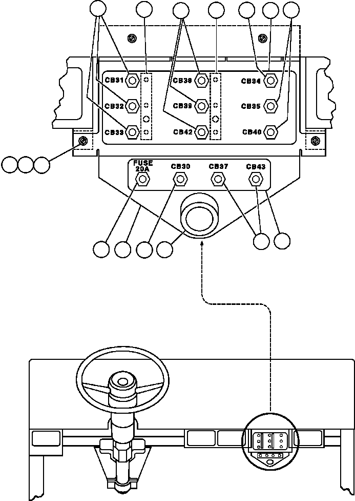 Komatsu parts book diagram for AFE42-GA 630E GLIDER KIT - AK5157 S/N GAE2209 & UP      MAGNUM HOBET: CIRCUIT BREAKER PANEL