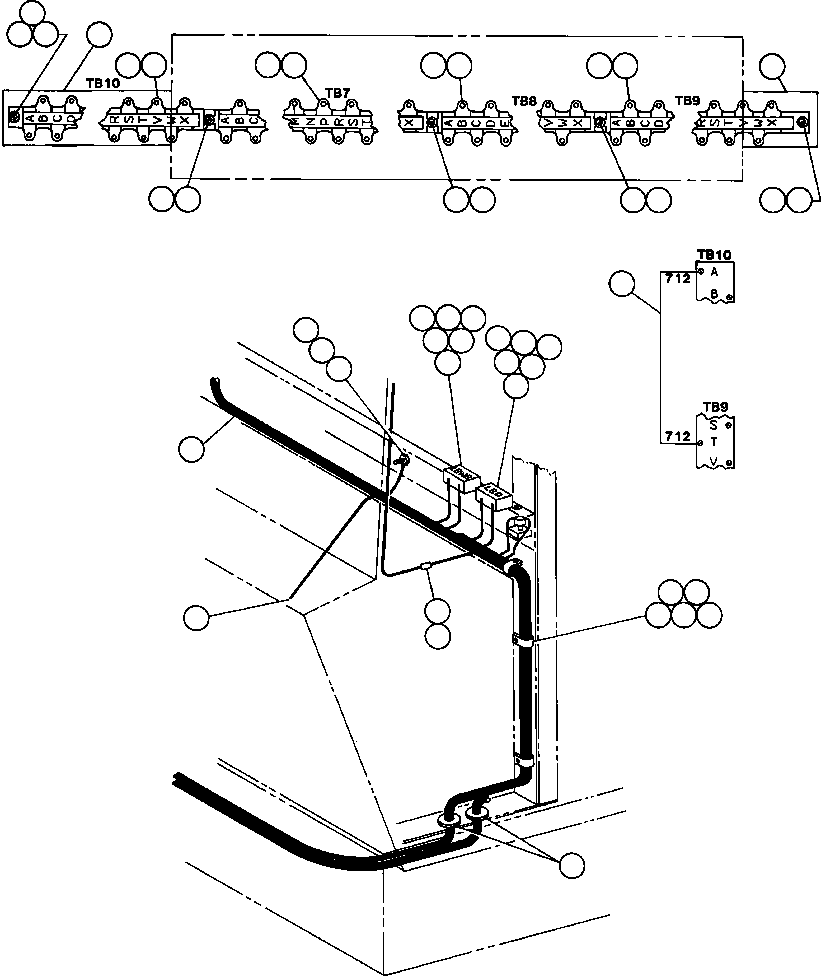 Komatsu parts book diagram for AFE42-GA 630E GLIDER KIT - AK5157 S/N GAE2209 & UP      MAGNUM HOBET: L.H. DECK WIRING INSTALLATION