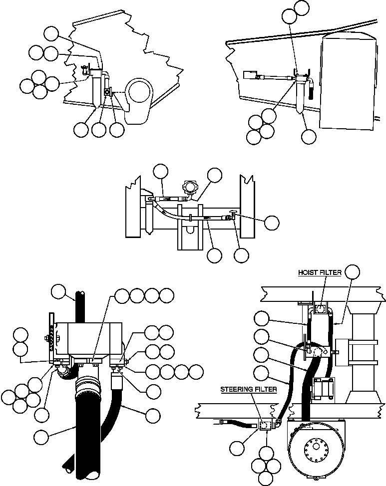 Komatsu parts book diagram for AFE42-GA 630E GLIDER KIT - AK5157 S/N GAE2209 & UP      MAGNUM HOBET: HYDRAULIC PUMP & FILTER PIPING