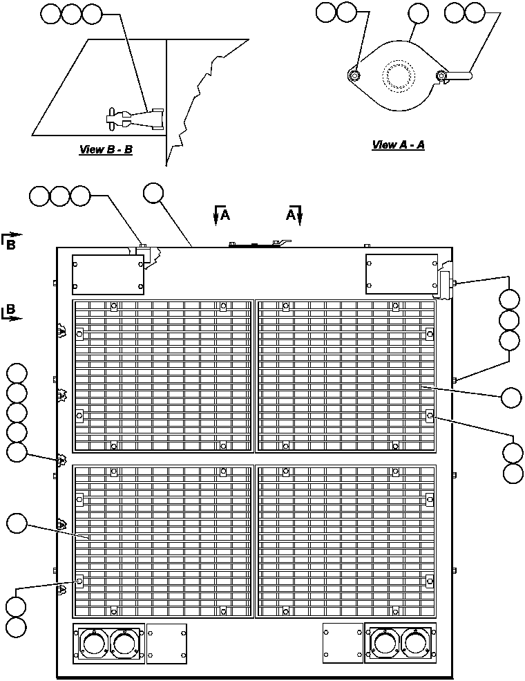 Komatsu parts book diagram for AFE47-AD 730E                SISHEN (A30095 & A30098): HOOD & GRILLE