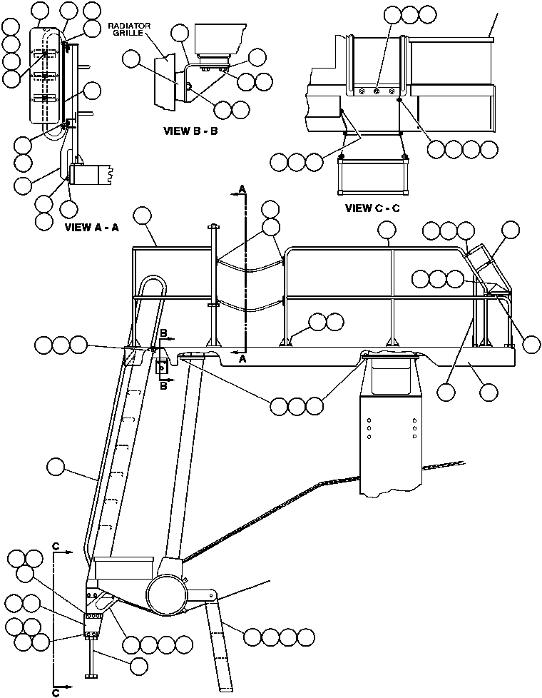 Komatsu parts book diagram for AFE47-AD 730E                SISHEN (A30095 & A30098): LEFT DECK, LADDER & STEP