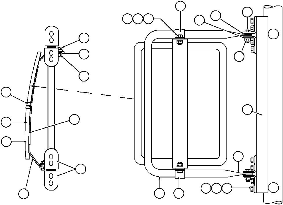 Komatsu parts book diagram for AFE47-AD 730E                SISHEN (A30095 & A30098): R.H. CONVEX MIRROR INSTALLATION