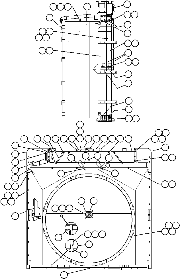 Komatsu parts book diagram for AFE47-AD 730E                SISHEN (A30095 & A30098): RADIATOR ASSEMBLY (PC0055)