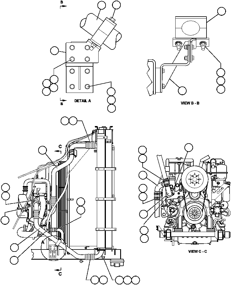 Komatsu parts book diagram for AFE47-AD 730E                SISHEN (A30095 & A30098): RADIATOR PIPING
