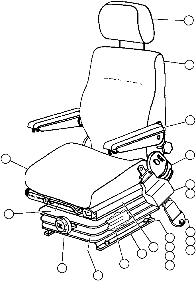 Komatsu parts book diagram for AFE47-AD 730E                SISHEN (A30095 & A30098): OPERATOR'S SEAT ASSEMBLY