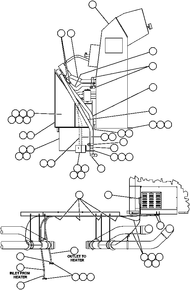 Komatsu parts book diagram for AFE47-AD 730E                SISHEN (A30095 & A30098): HEATER PIPING & INSTALLATION