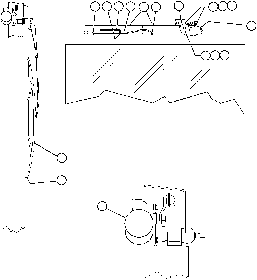 Komatsu parts book diagram for AFE47-AD 730E                SISHEN (A30095 & A30098): WINDSHIELD WIPER INSTALLATION - 1