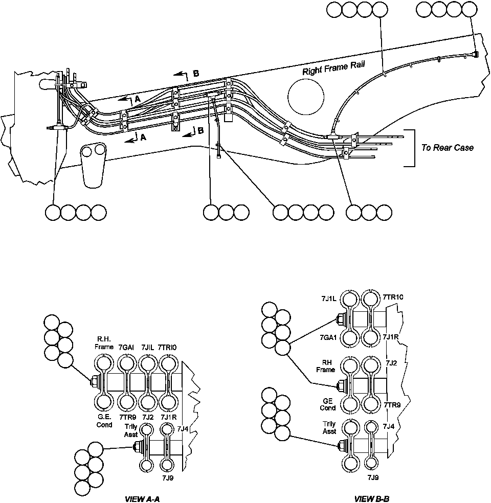Dump Trucks Komatsu / AFE47-AD 730E                SISHEN (A30095 & A30098)(AFE47-AD) / FRAME WIRING - TROLLEY(186 : 55211)